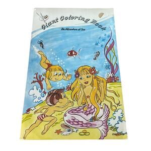 Melbooks Vintage Large Coloring Book Sea Adventure Mermaid Shark Ocean 21x13.5